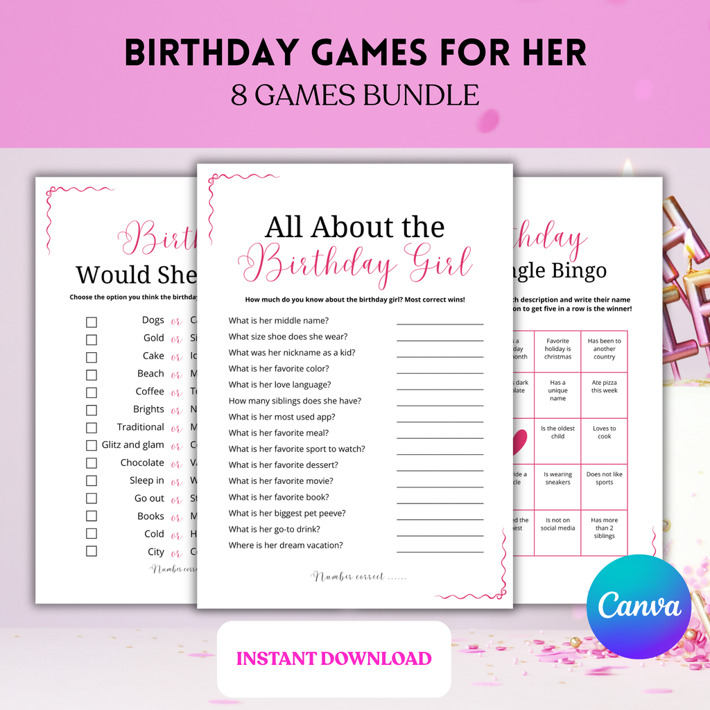 Birthday Games For Her | Pink Ribbons