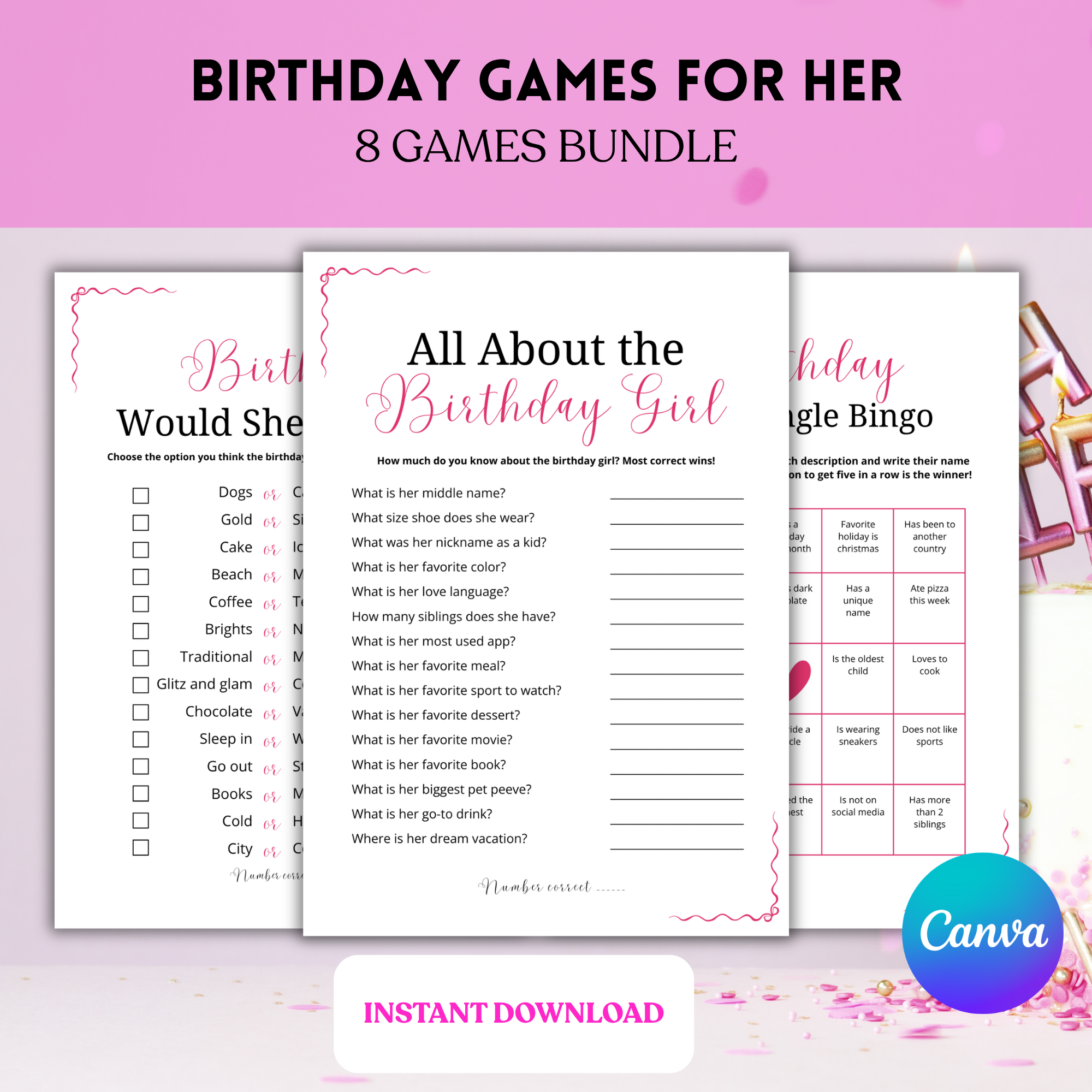 Birthday Games For Her | Pink Ribbons