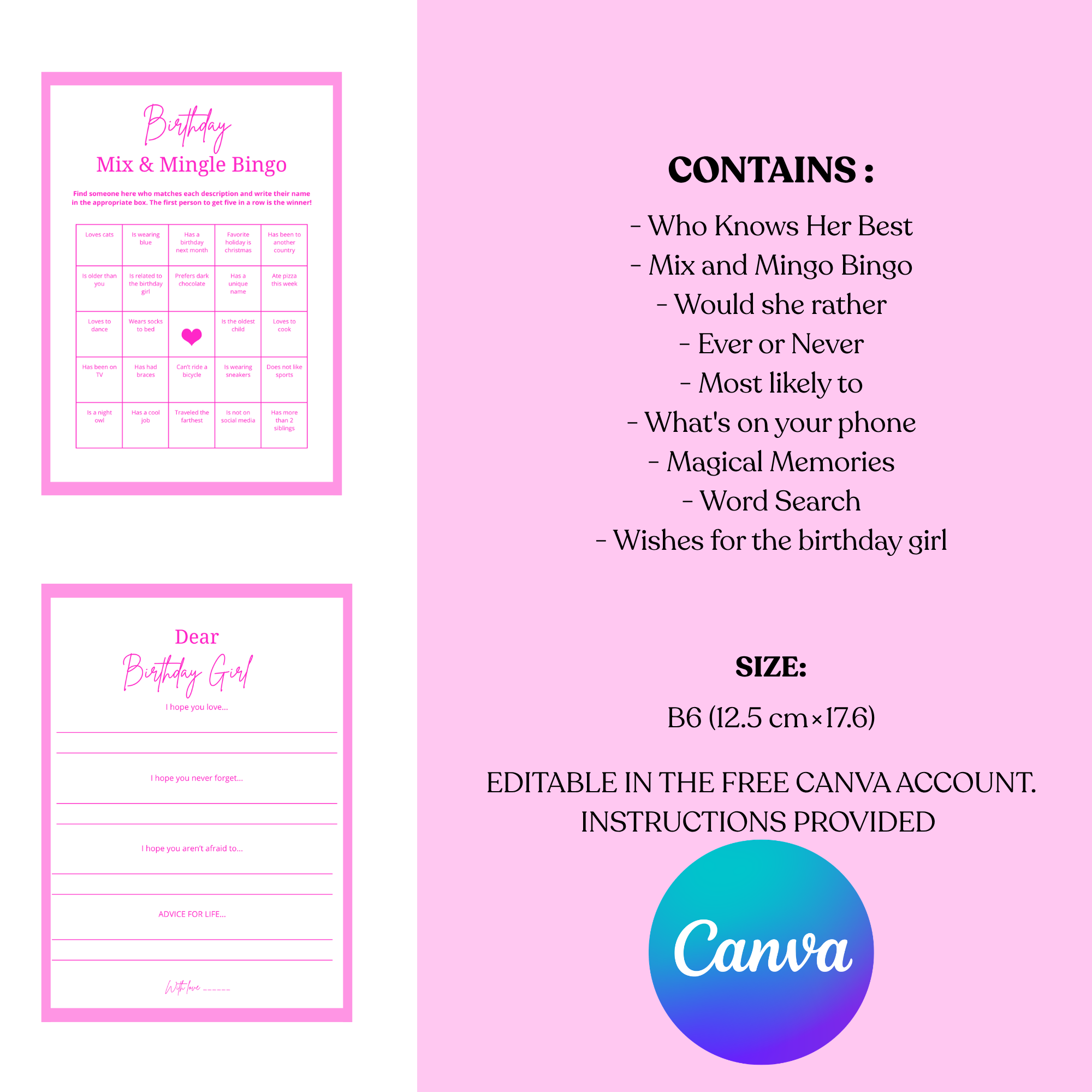 Minimalistic Birthday Games for Her Bundle