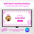 Pink Themed Birthday Party Games Template | Trivia, Most Likely To & Word Games