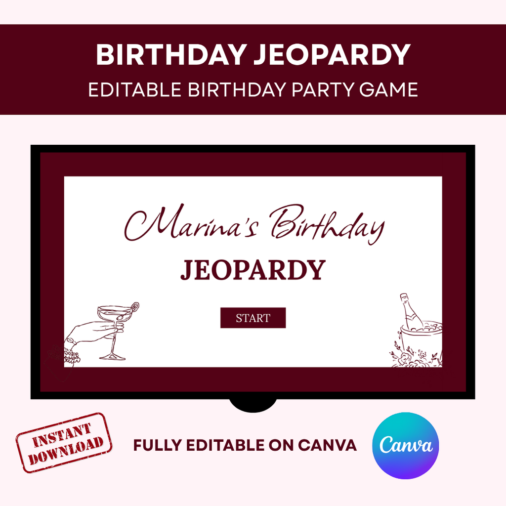 Crimson Noir Themed Editable Birthday Jeopardy Template