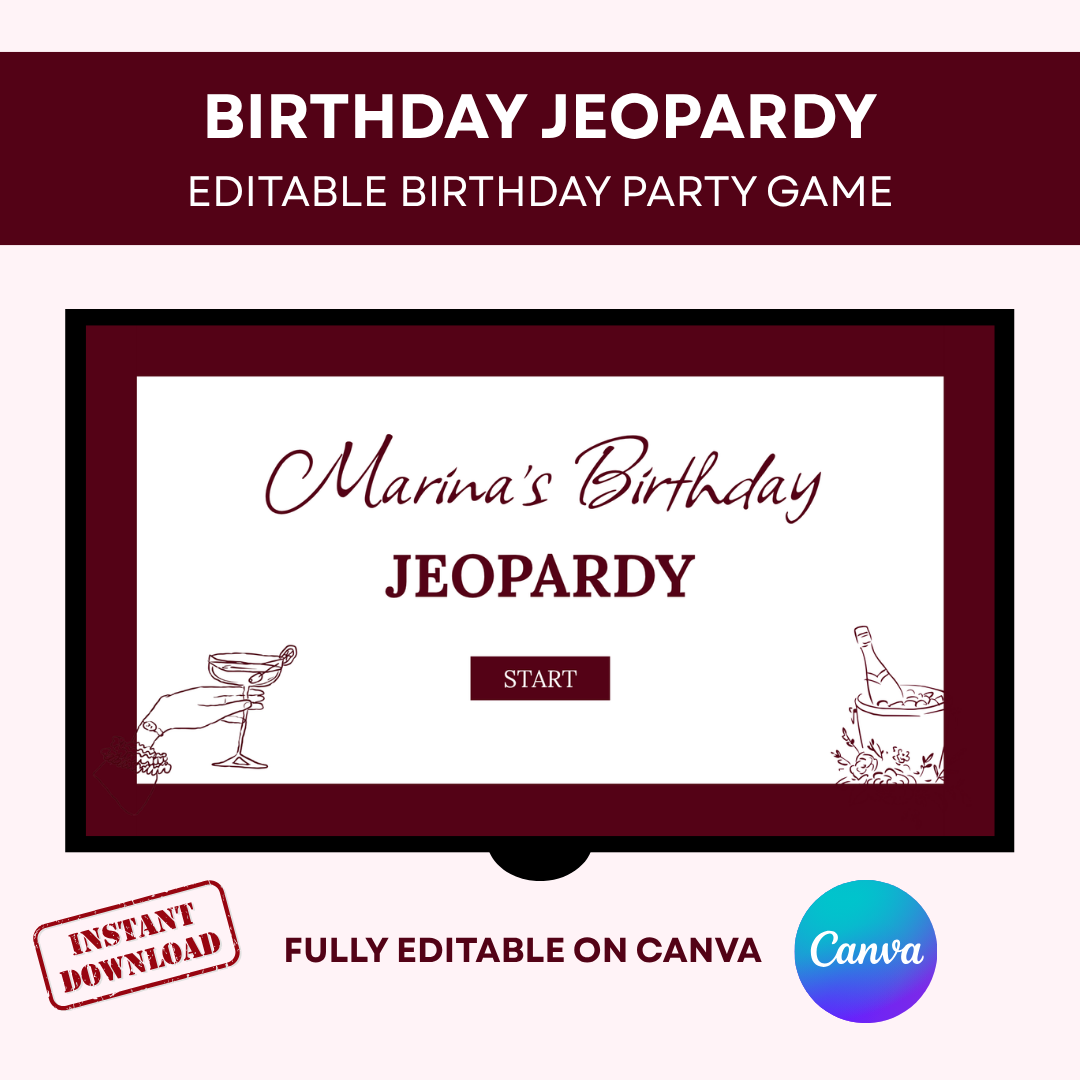 Crimson Noir Themed Editable Birthday Jeopardy Template