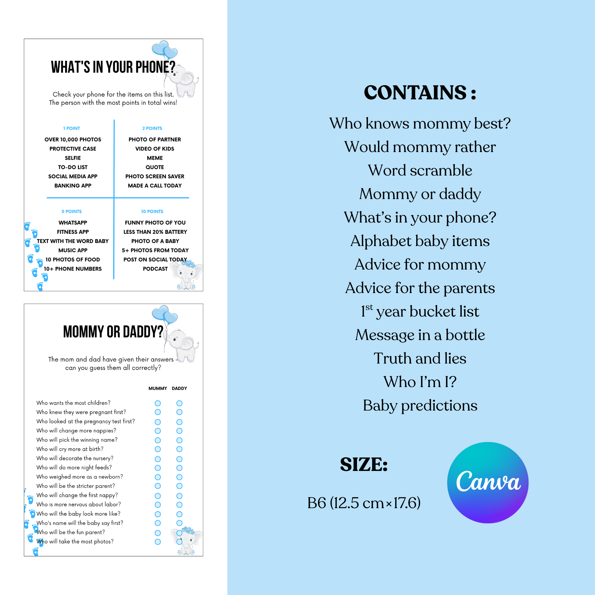 Blue Themed Baby Shower Games