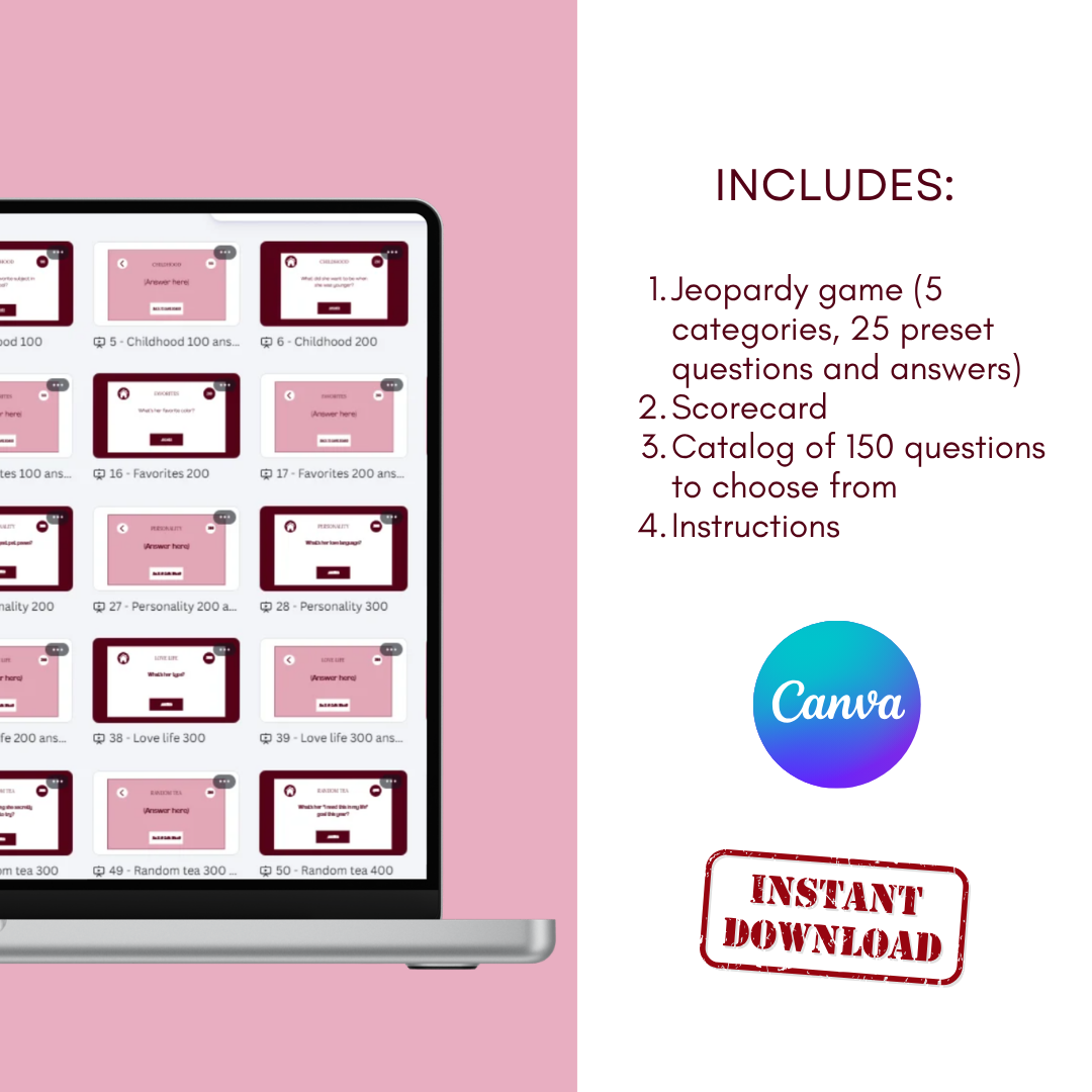 Crimson Noir Themed Editable Birthday Jeopardy Template