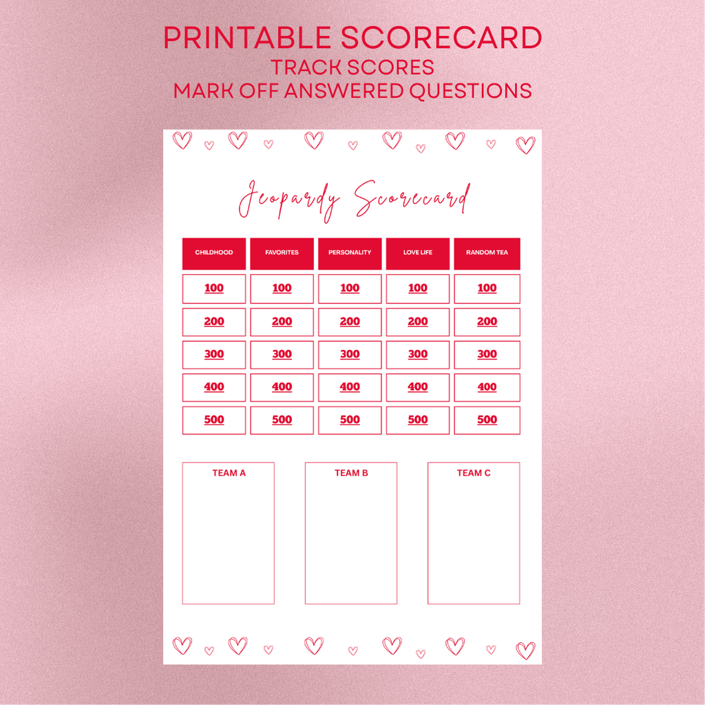 Lovey themed jeopardy game template