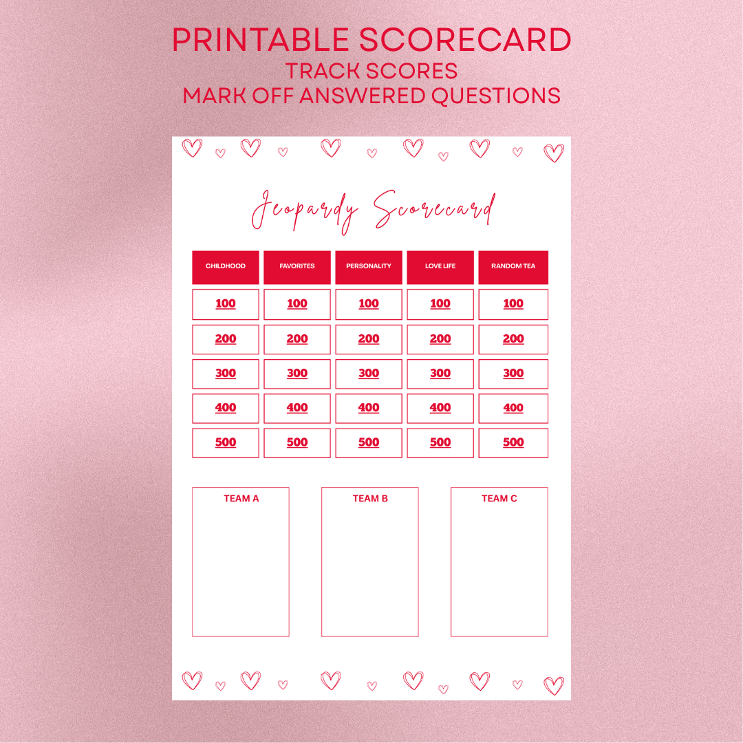 Lovey themed jeopardy game template